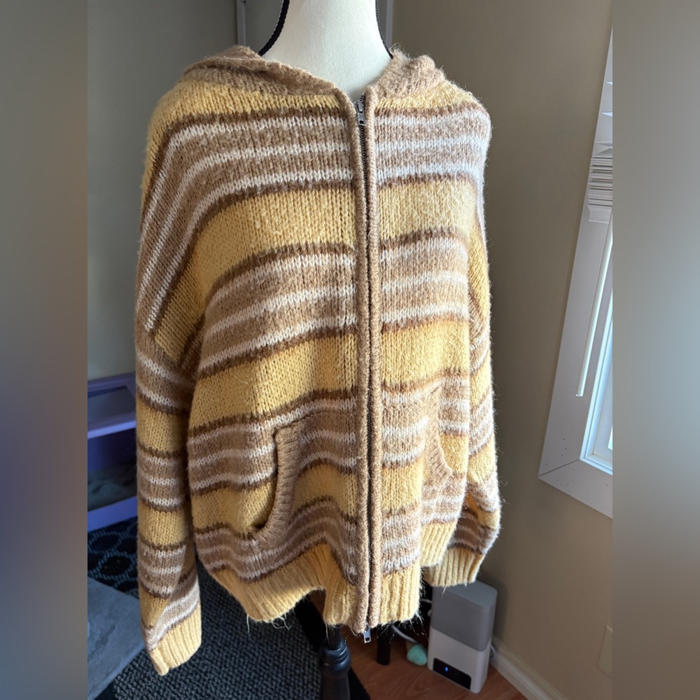 Urban Outfitters Striped Knit Hoodie Sweater